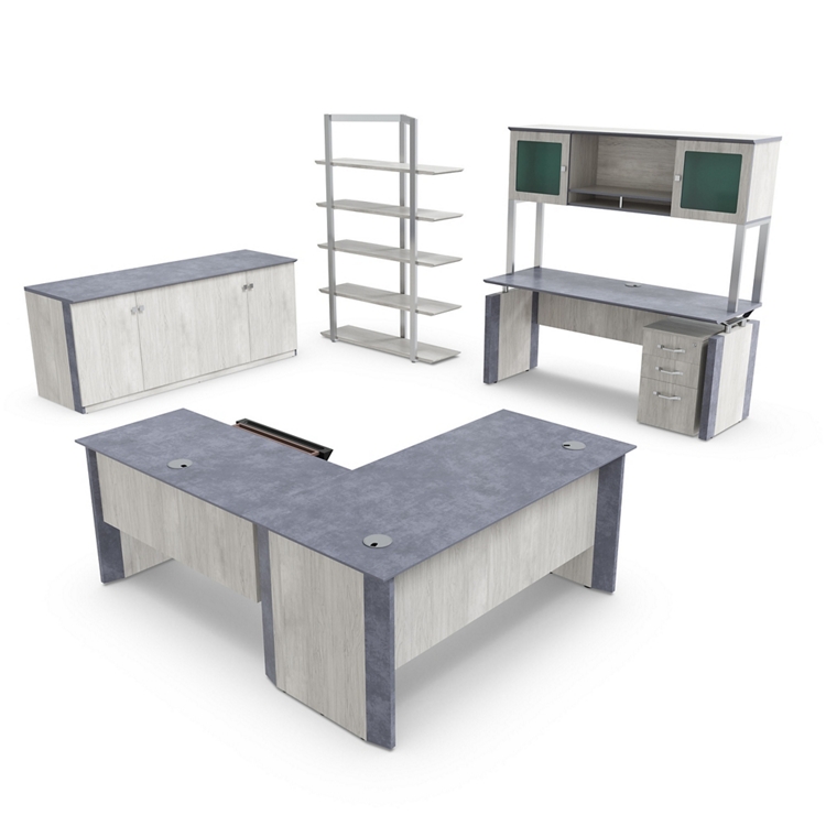 Allure Reversible Height Adjustable L-Shaped Standing Desk Office
